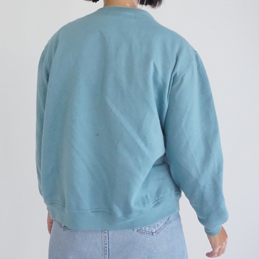 Vintage Shenanigans Blue Floral Embroidered Cotton Blend Cardigan Cottagecore M - Picture 2 of 9